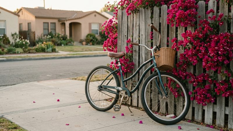 Beach cruiser resting on a Pacific Beach East street, San Diego