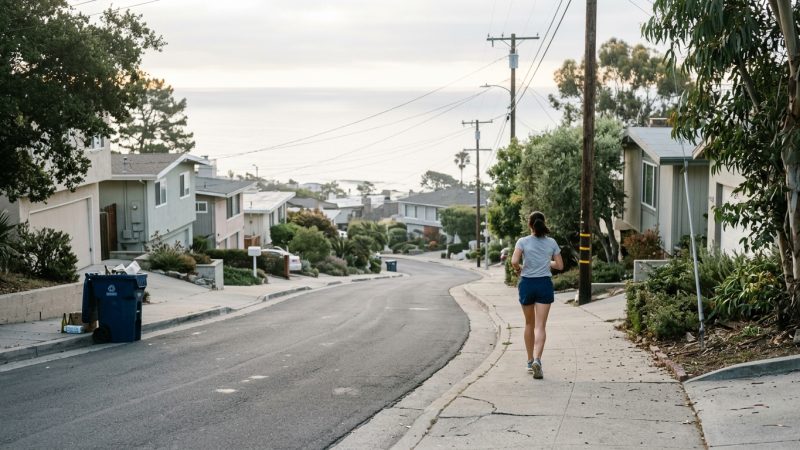Morning run toward the ocean in Point Loma Heights, San Diego