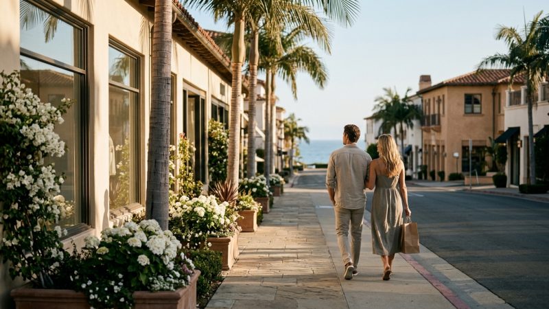 Palm-lined afternoon stroll through the Village of La Jolla